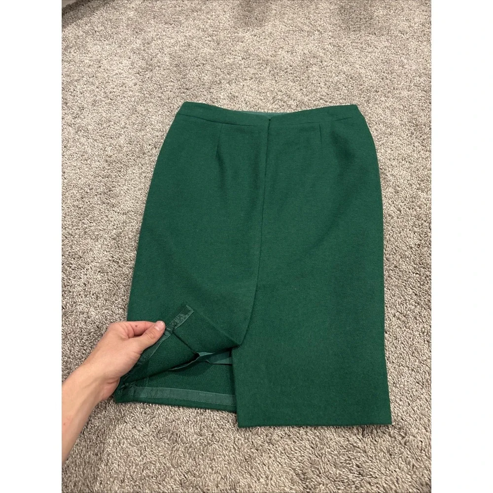 J. Crew Green Wool Blend Pencil Skirt AC276 Size 4 Casual Dress Work